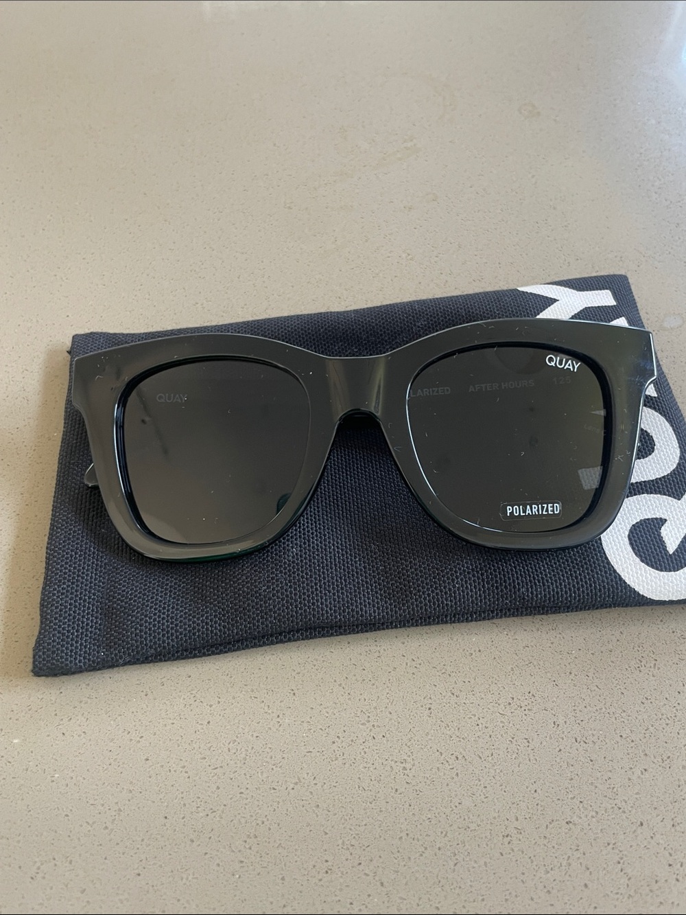 Quay Australia Black Plastic Square Framed “After Hours” Polarized Sunglasses - Picture 2 of 4